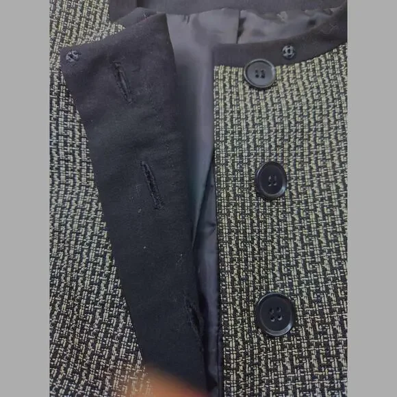 Womens blazer size 10 misses M medium gray suit coat lined Kasper black trim - Picture 7 of 10